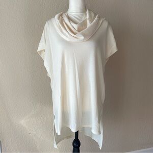 Umgee Top Womens Med Off White Cream Knit Tunic Cowl Neck Hi Lo Hem NWT